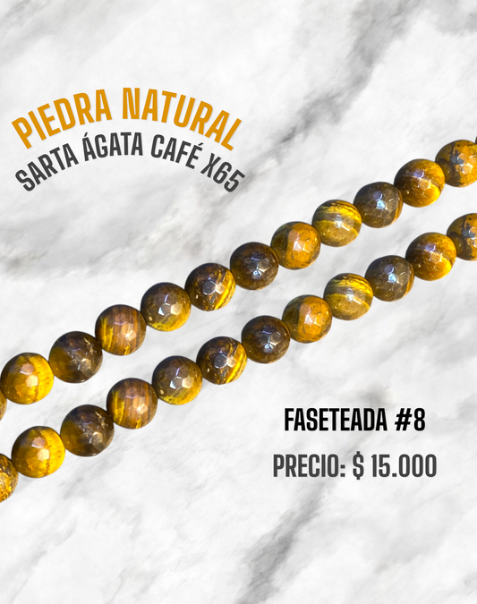PIEDRA NATURAL SARTA #8 AGATA CAFE X65 FASETEADA