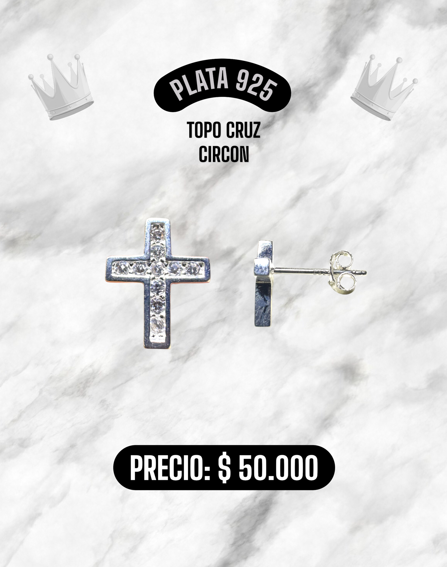 TOPO CRUZ CIRCON PLATA 925
