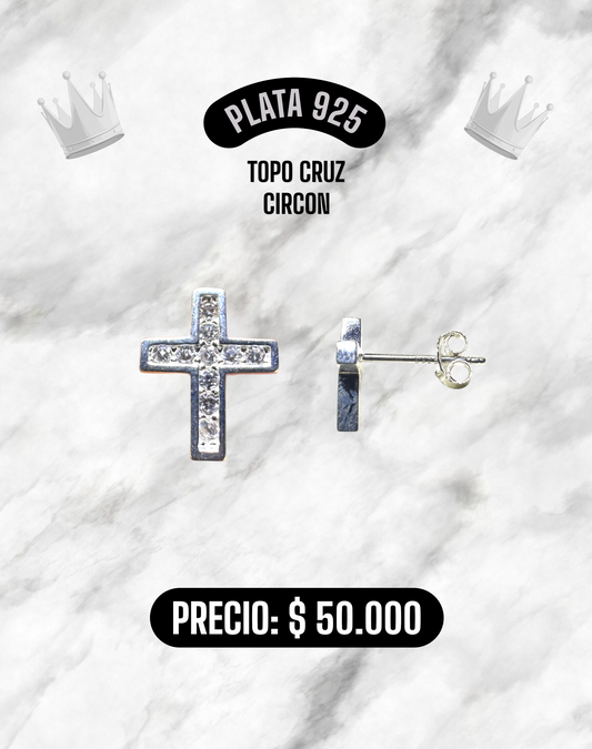 TOPO CRUZ CIRCON PLATA 925