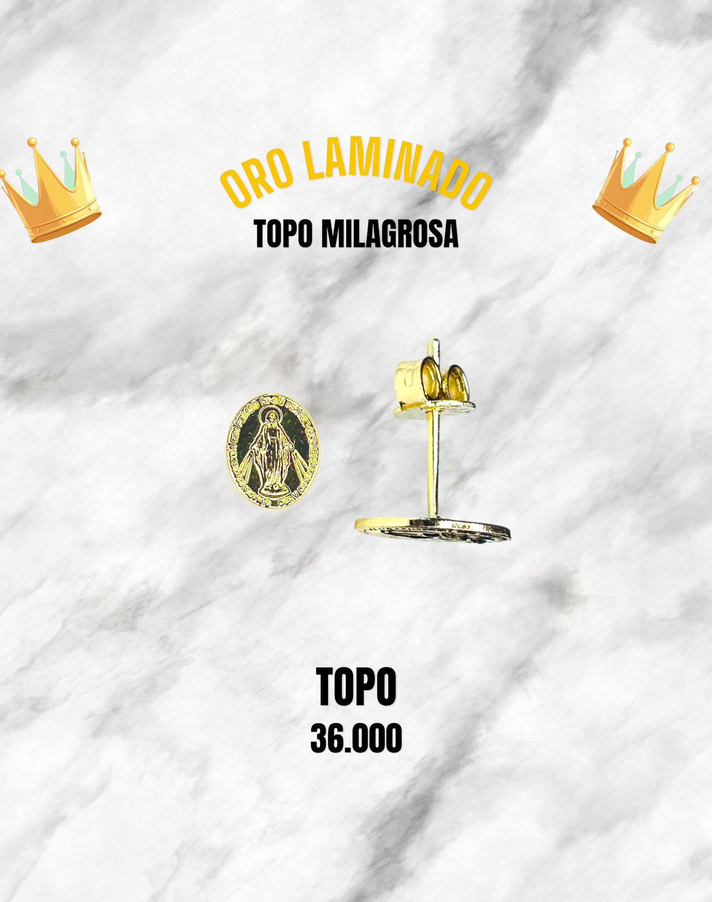 TOPO MILAGROSA ORO LAMINADO