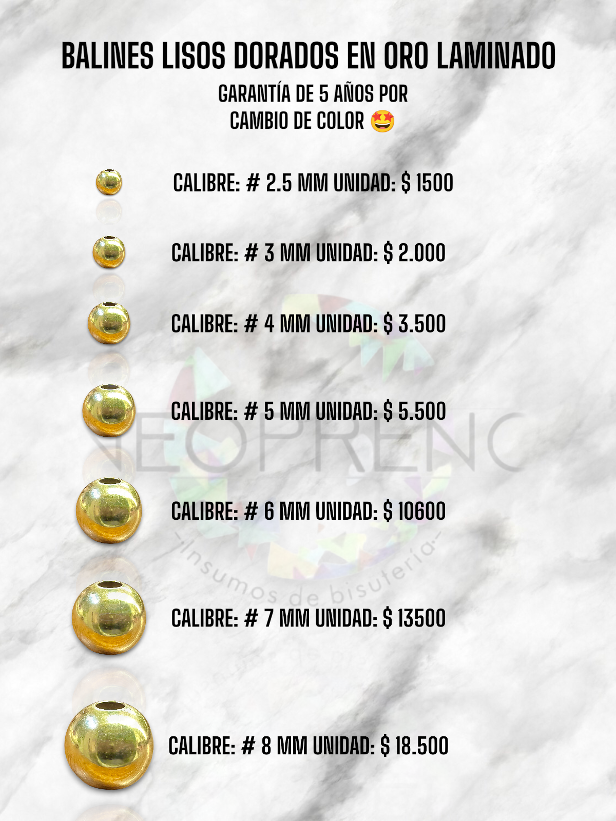 BALIN DORADO ORO LAMINADO  #5