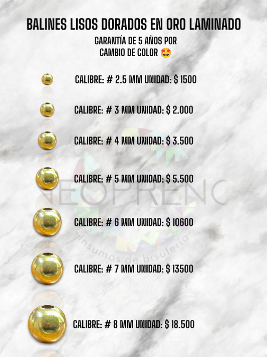 BALIN DORADO ORO LAMINADO #3