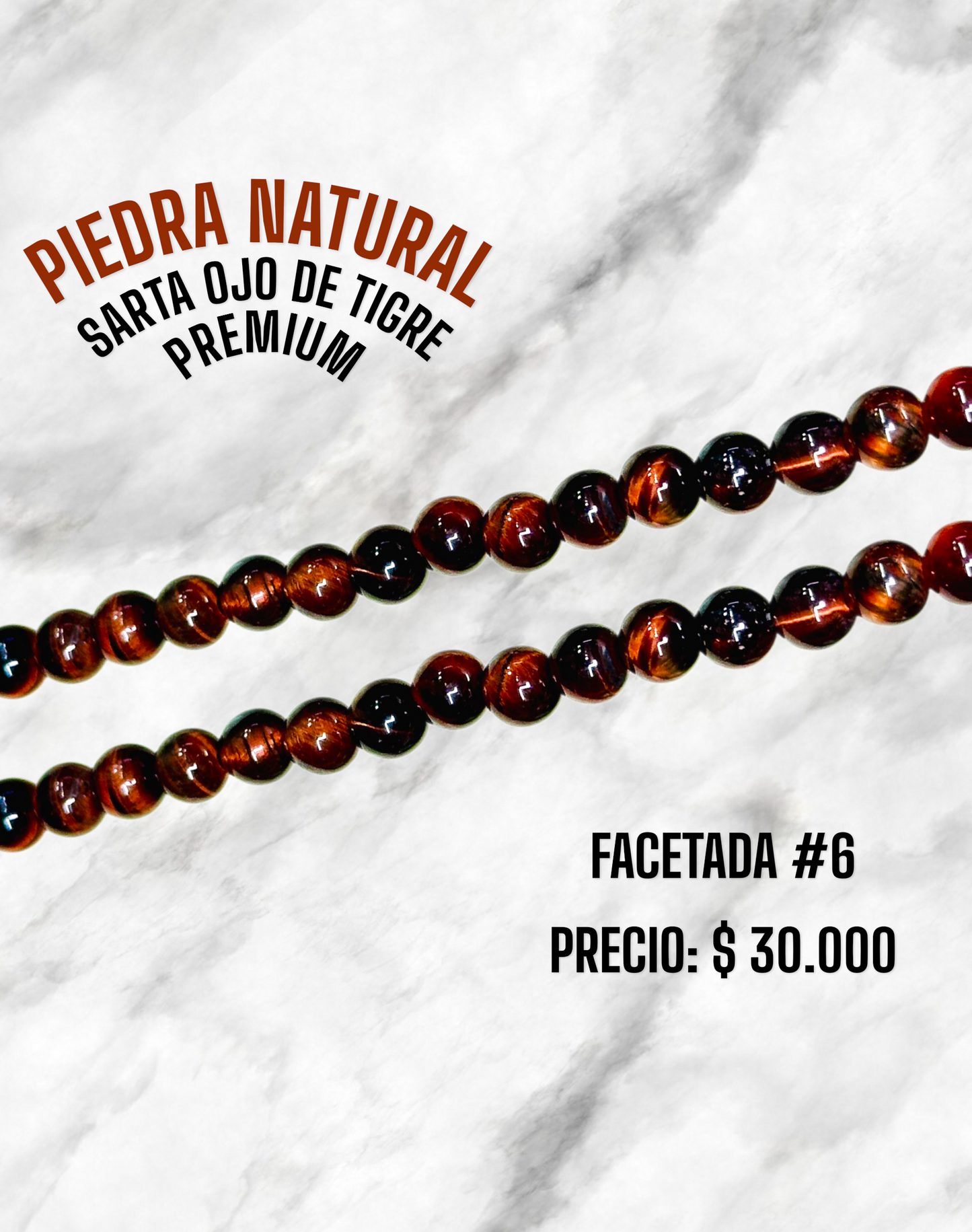 PIEDRA NATURAL OJO DE TIGRE #6 PREMIUM ROJA
