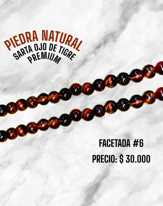 PIEDRA NATURAL OJO DE TIGRE #6 PREMIUM ROJA