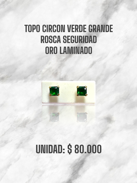 TOPO CIRCON VERDE GRANDE ROSCA S. ORO LAMINADO