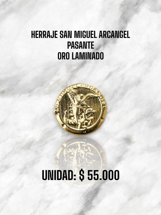 HERRAJE SAN MIGUEL ARCANGEL PASANTE GRANDE ORO LAMINADO