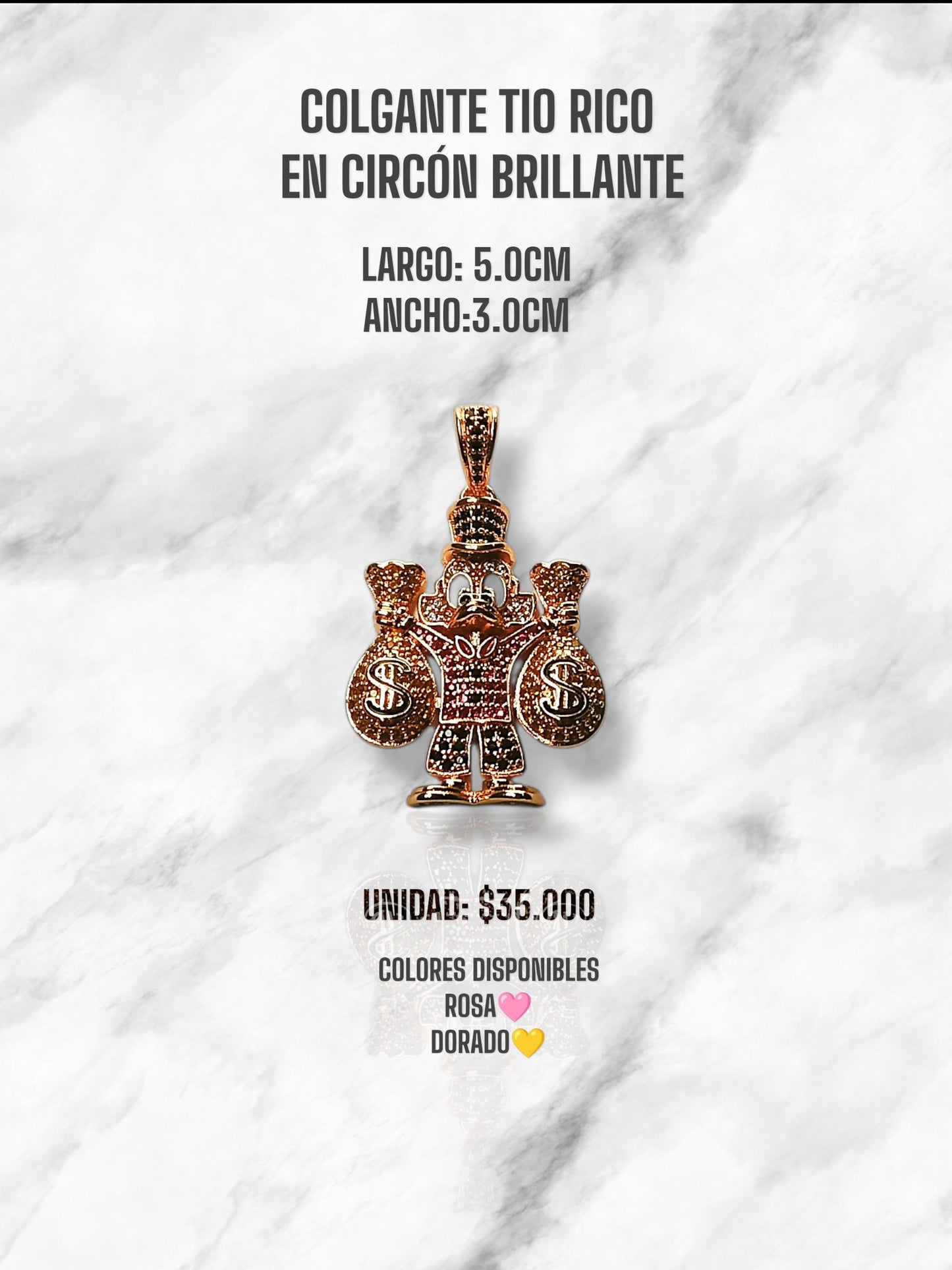 COLGANTE TIO RICO EN CIRCON BRILLANTE