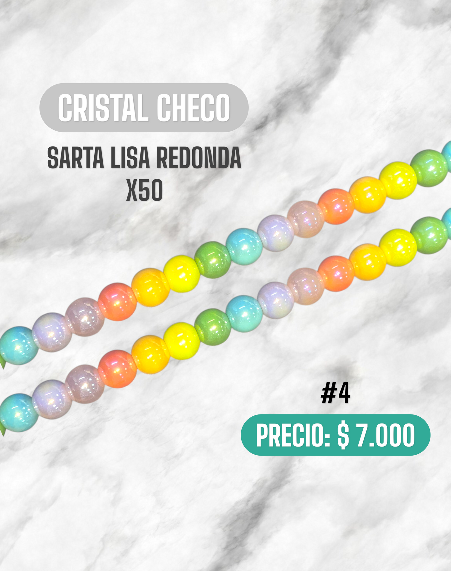 CRISTAL CHECO SARTA LISA REDONDA X50