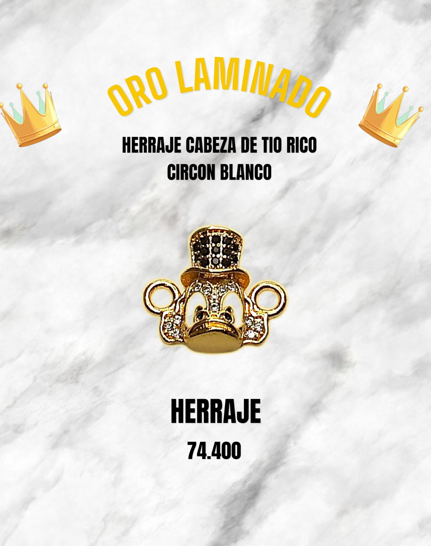 HERRAJE CABEZA DE TIO RICO CIRCON BLANCO