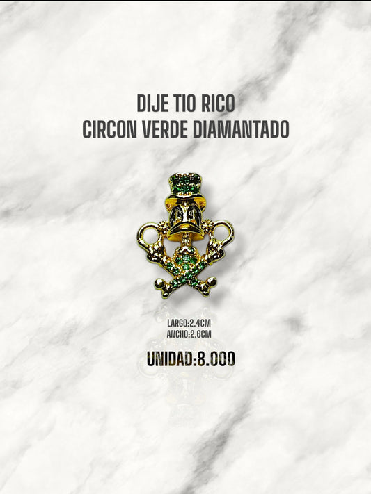 DIJE TIO RICO CIRCON VERDE DIAMANTADO