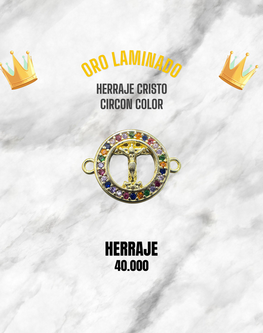 HERRAJE CRISTO CIRCÓN COLOR PULSO ORO LAMINADO
