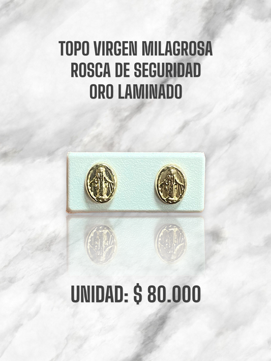 TOPO VIRGEN MILAGROSA PEQUEÑA ROSACA S. ORO LAMINADO