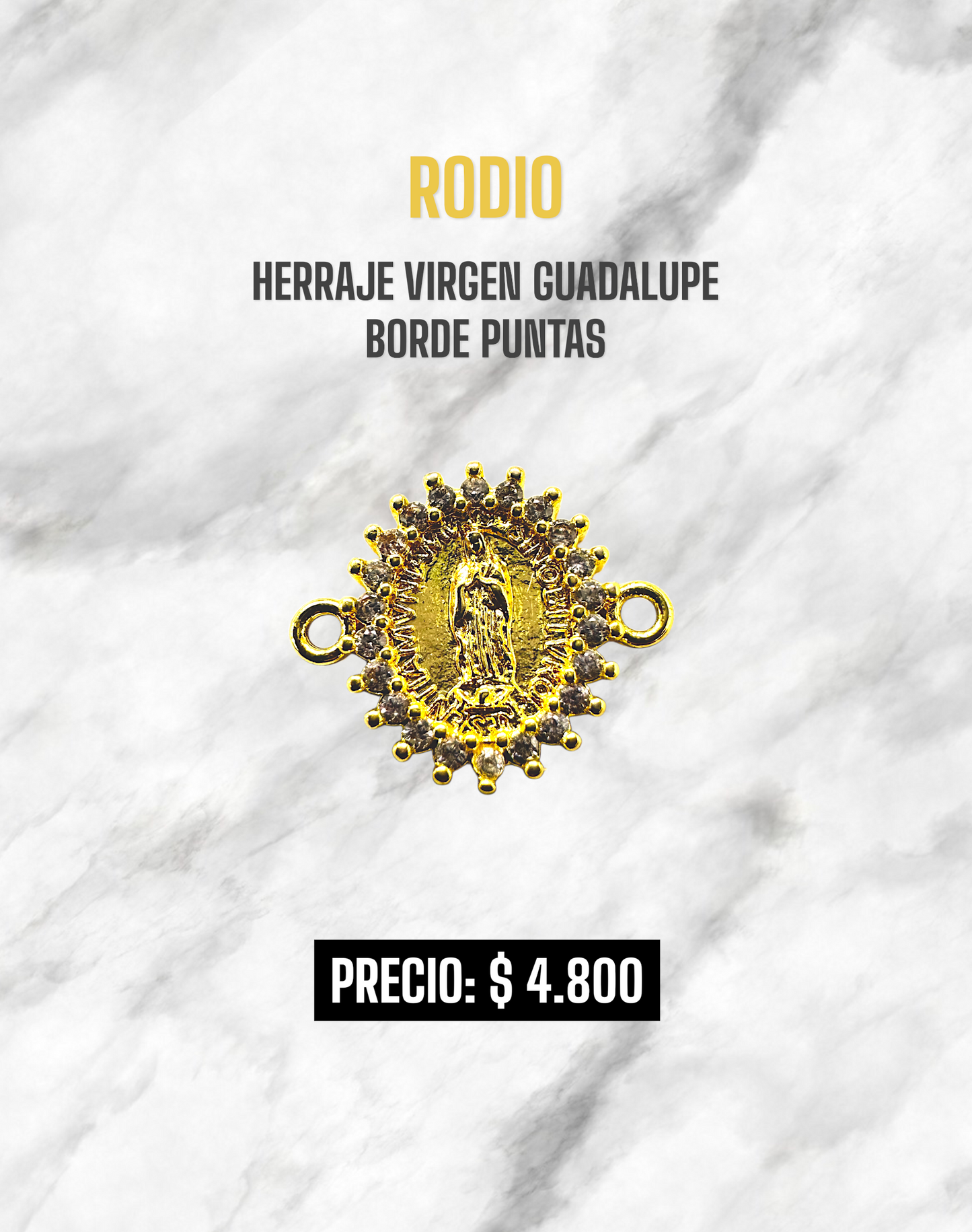 HERRAJE VIRGEN GUADALUPE BORDE PUNTAS RODIO