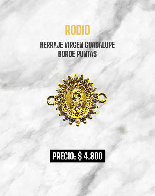 HERRAJE VIRGEN GUADALUPE BORDE PUNTAS RODIO