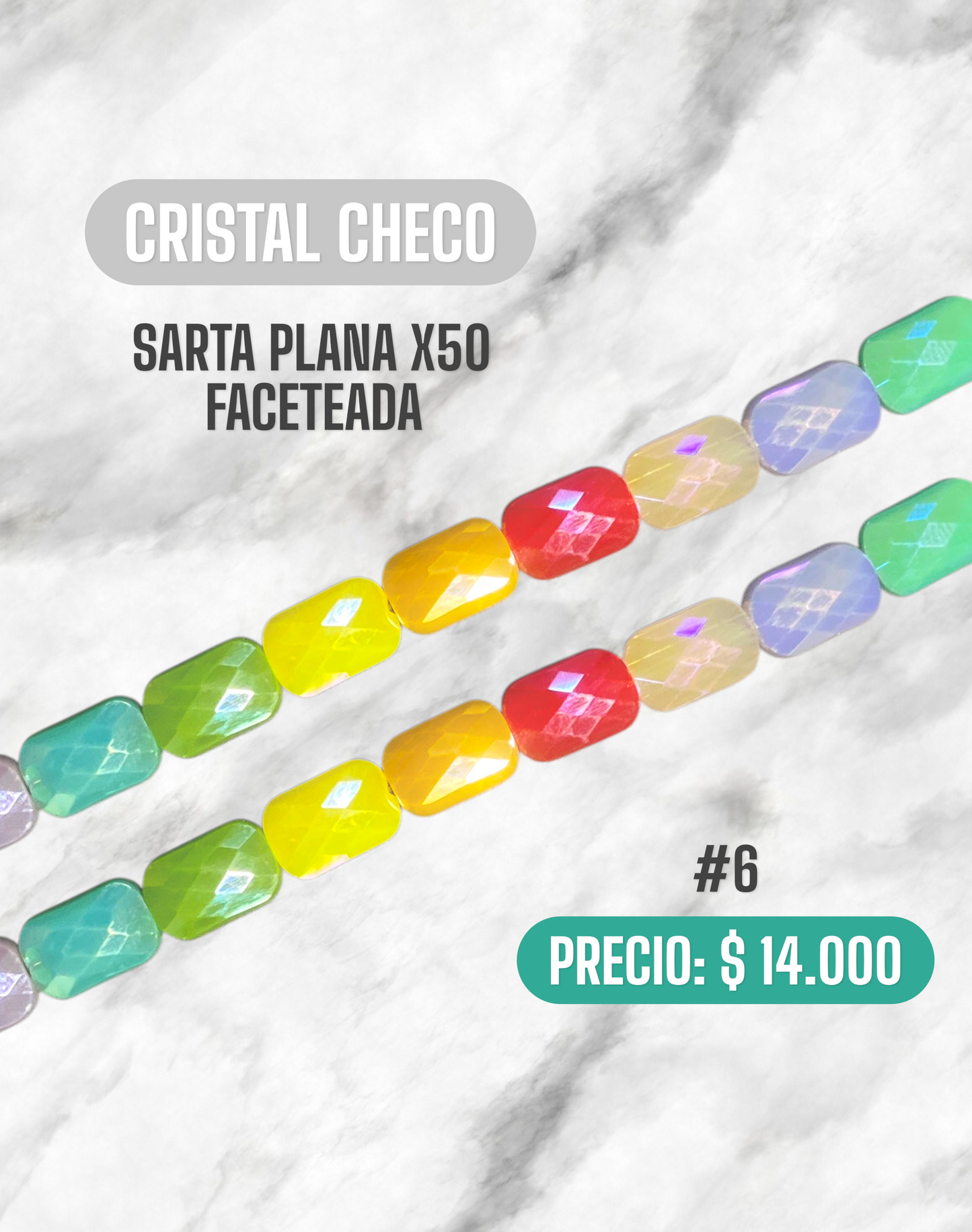CRISTAL CHECO SARTA PLANA FACETEADA X50
