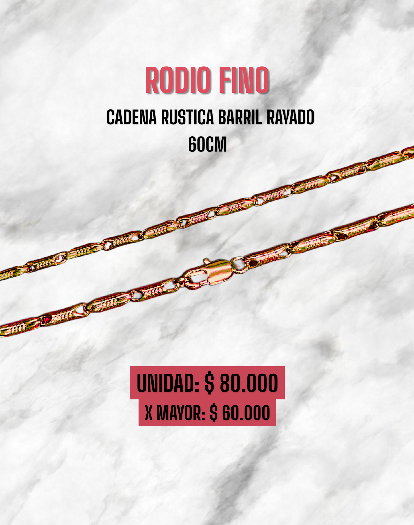 CADENA RUSTICA BALIN RAYADO RODIO FINO ROSADO