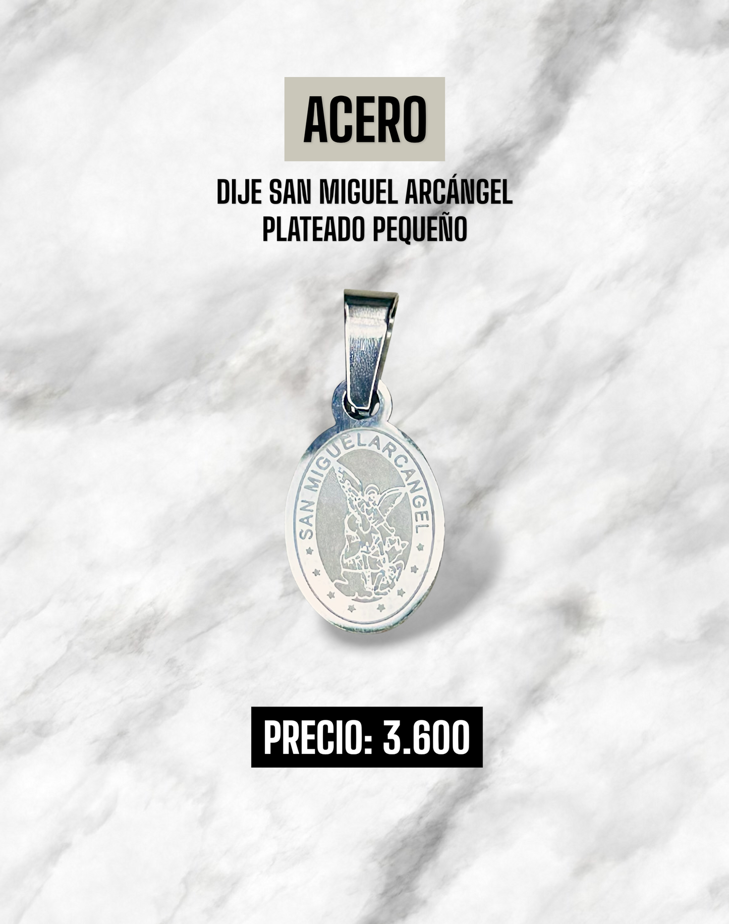 DIJE SAN MIGUEL ARCANGEL PLATEADO PEQUEÑO ACERO