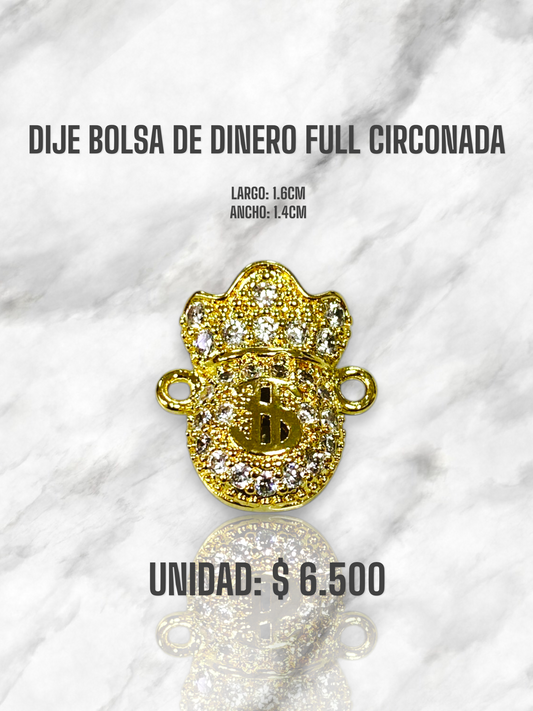DIJE BOLSA DINERO FULL CIRCON RODIO
