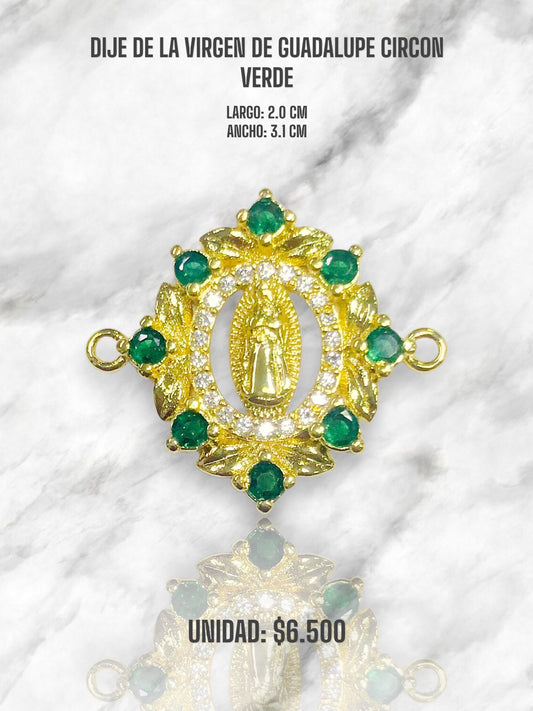 DIJE VIRGEN CIRCONADA VERDE RODIO