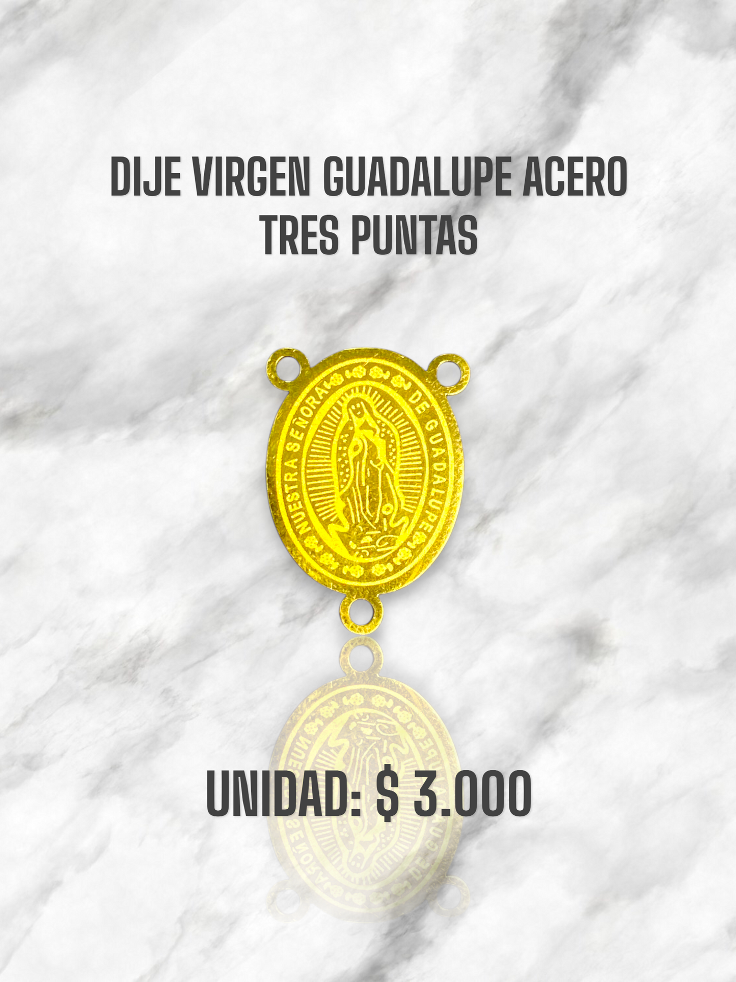 DIJE VIRGEN GUADALUPE TRES PUNTAS ACERO