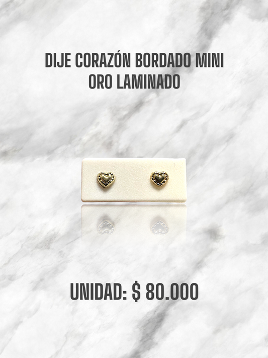 TOPO CORAZÓN BORDADO MINI ROSCA S. ORO LAMINADO