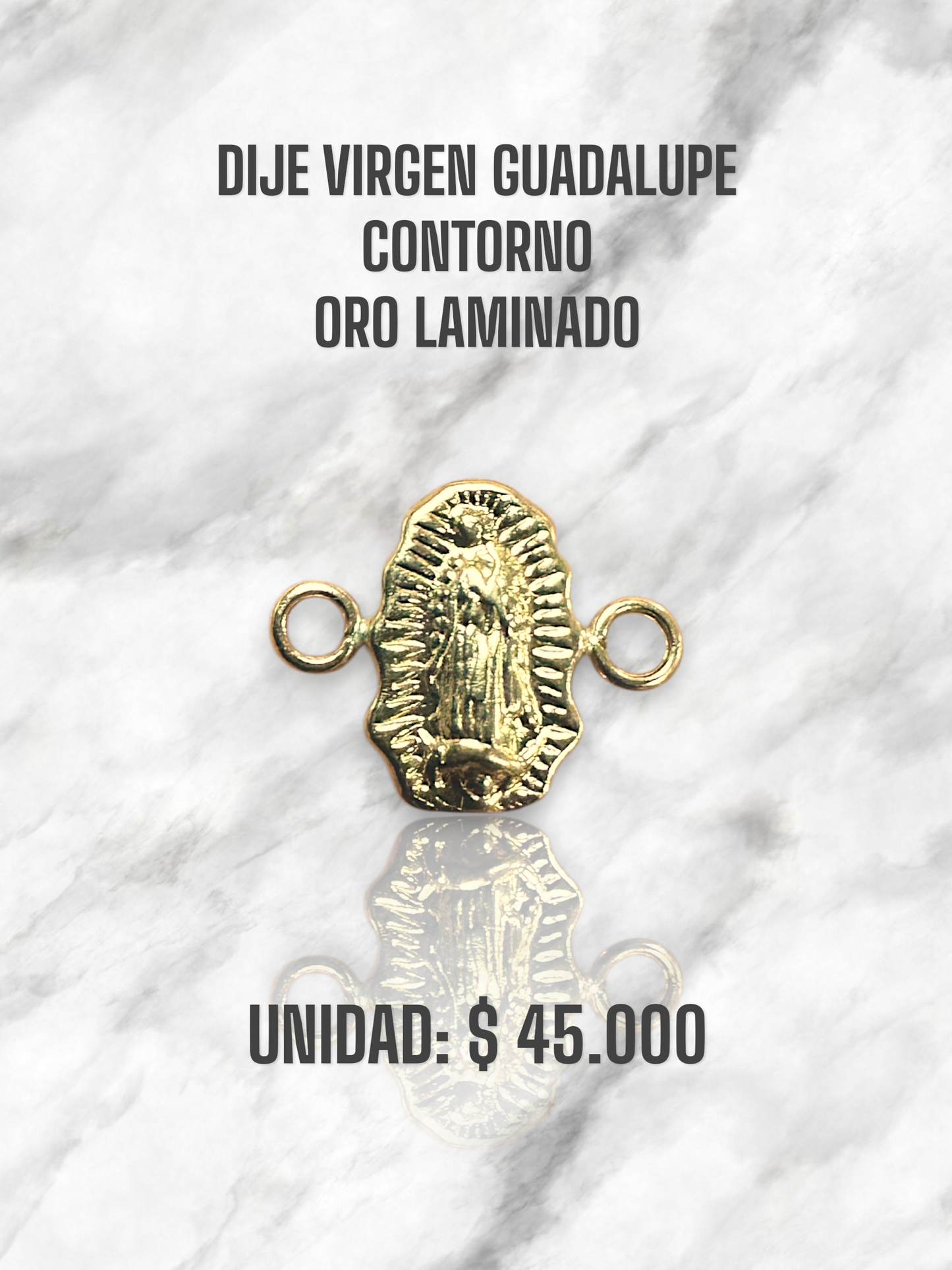 DIJE VIRGEN GUADALUPE CONTORNO PULSO ORO LAMINADO