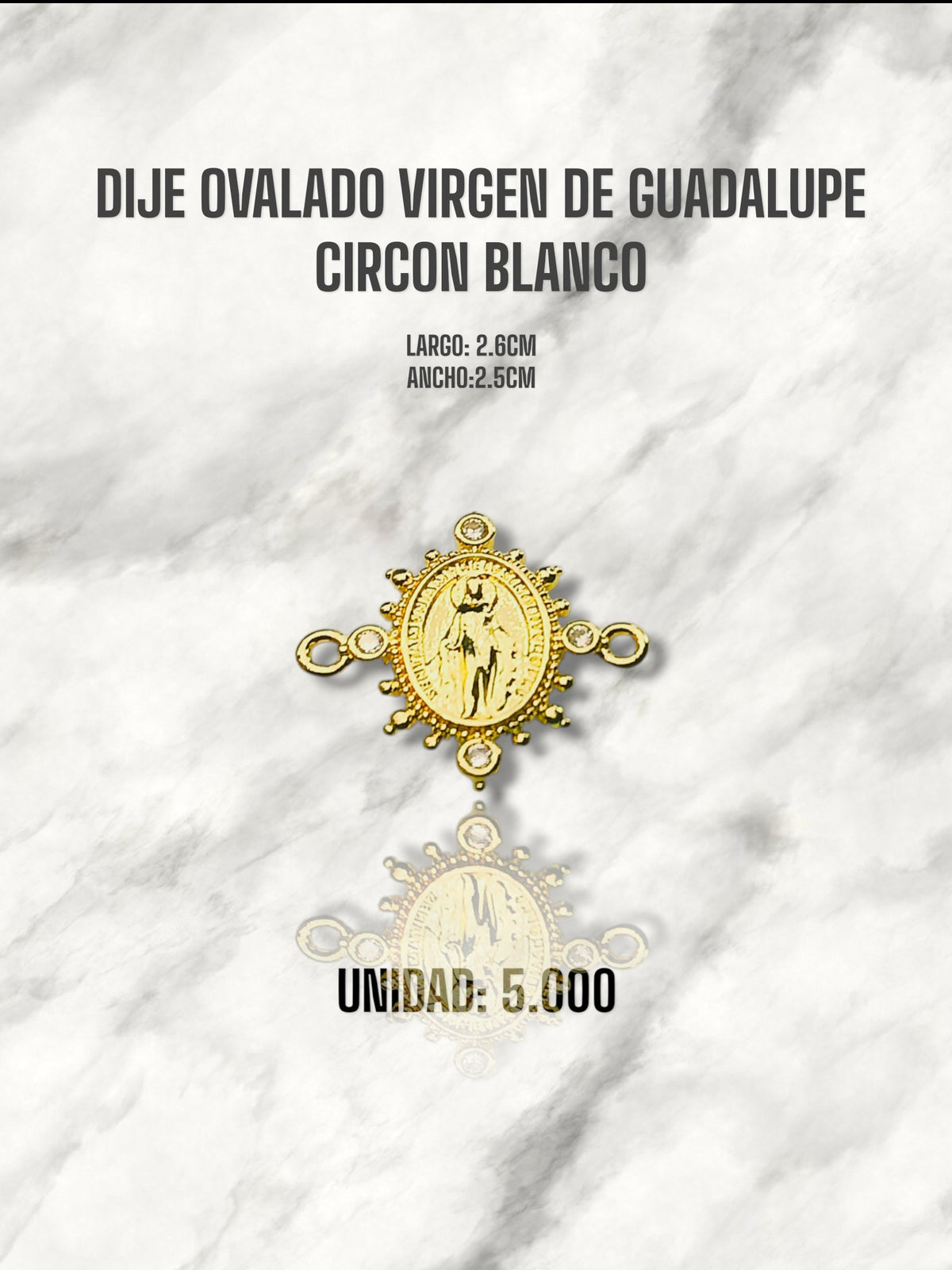 DIJE OVALADO VIRGEN DE GUADALUPE CIRCON BLANCO