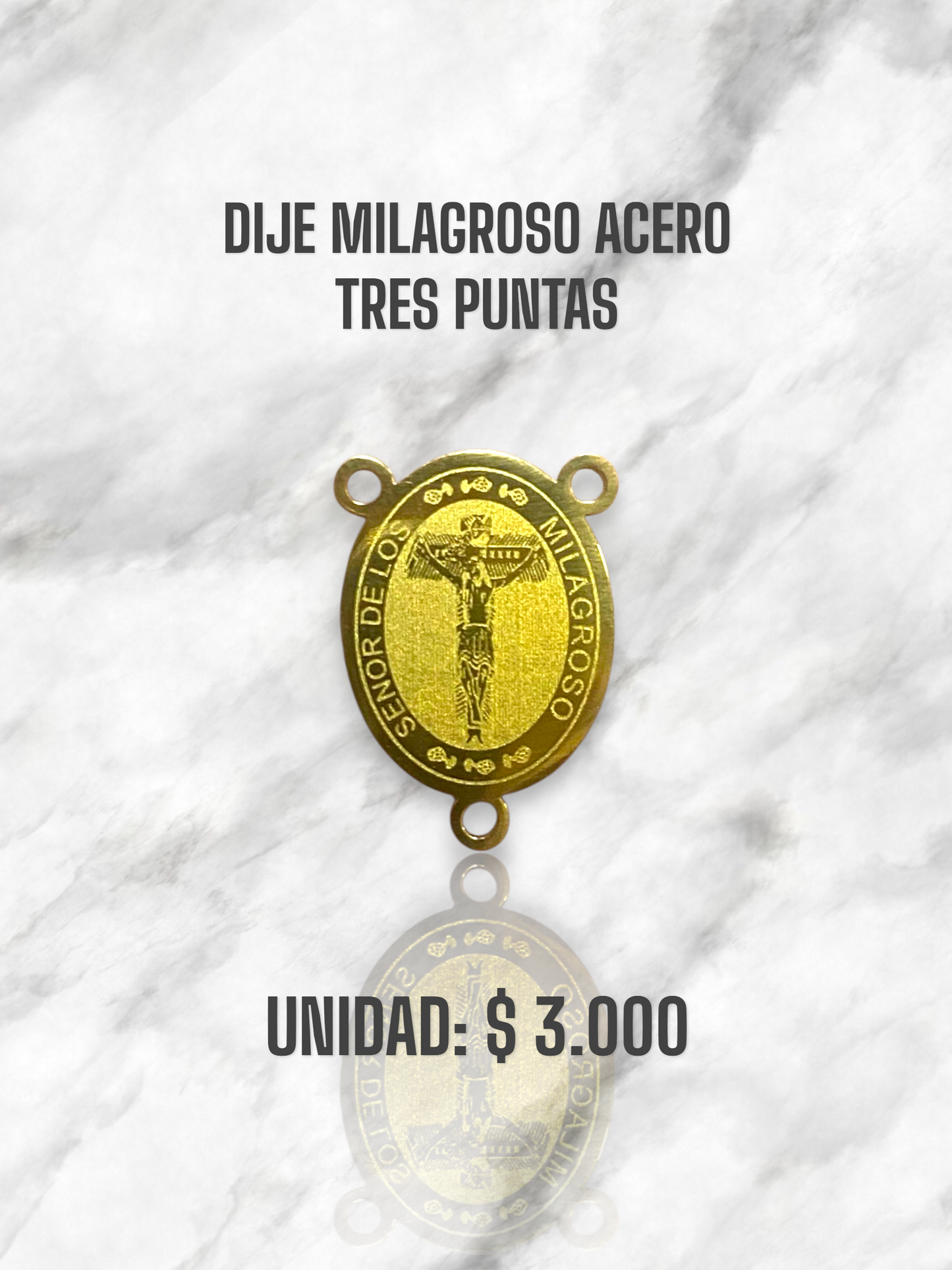 DIJE MILAGROSO TRES PUNTAS ACERO