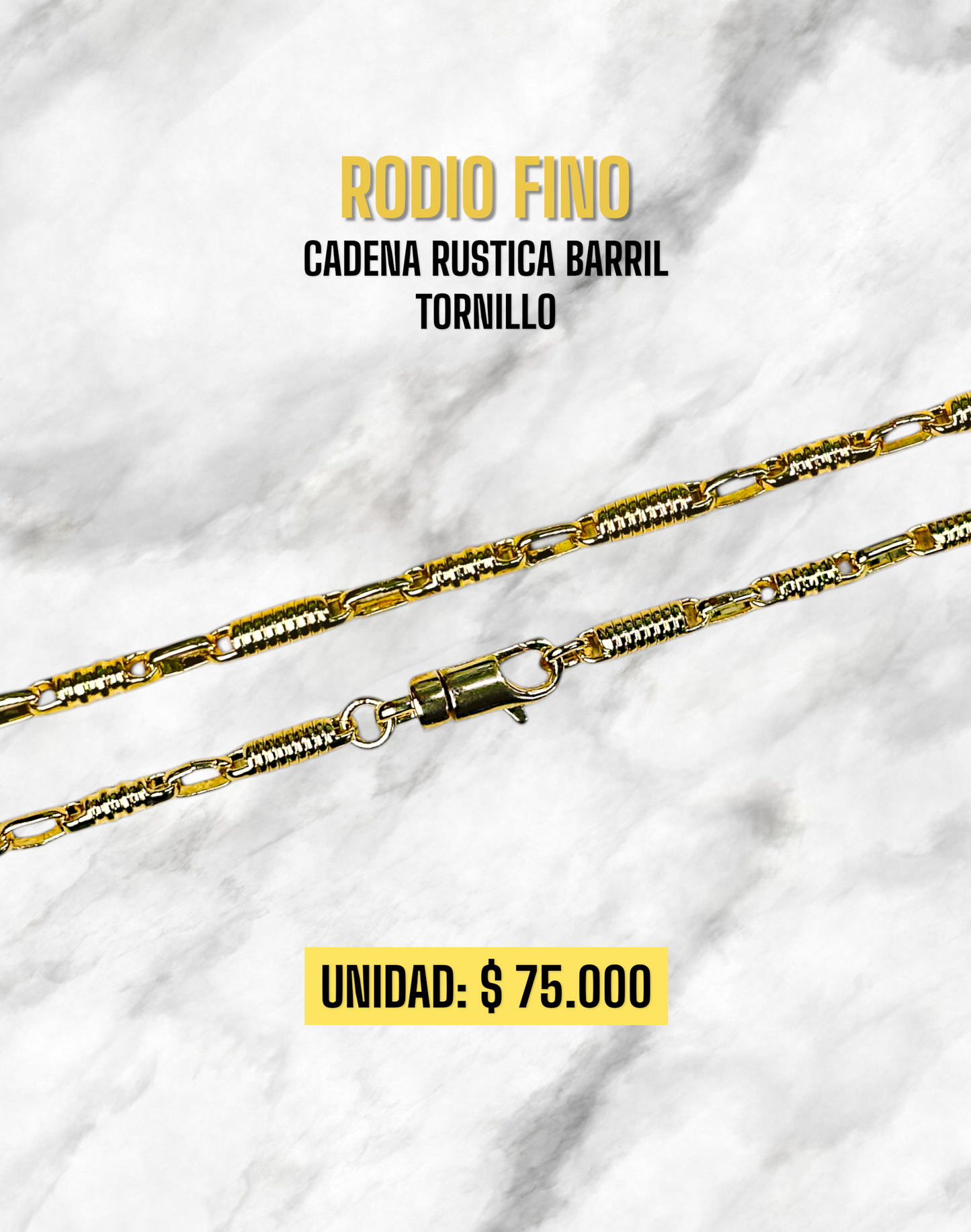 CADENA RUSTICA BARRIL TORNILLO RODIO FINO