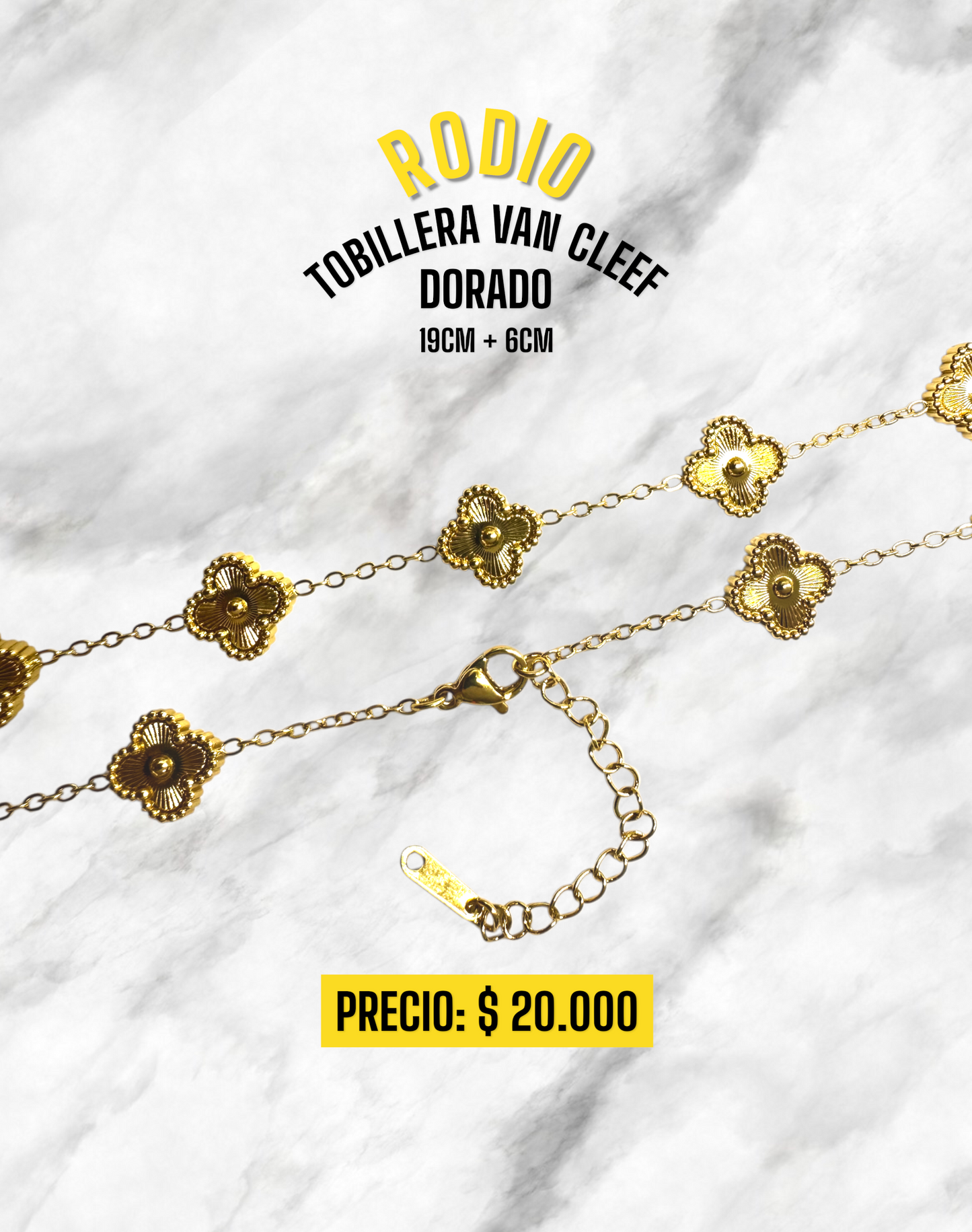 TOBILLERA VAN CLEEF DORADO 19CM + 6CM