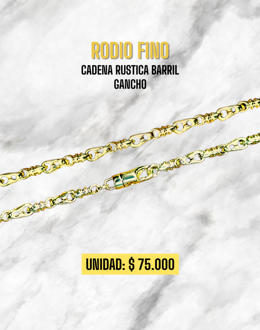 CADENA RUSTICA BARRIL GANCHO RODIO FINO