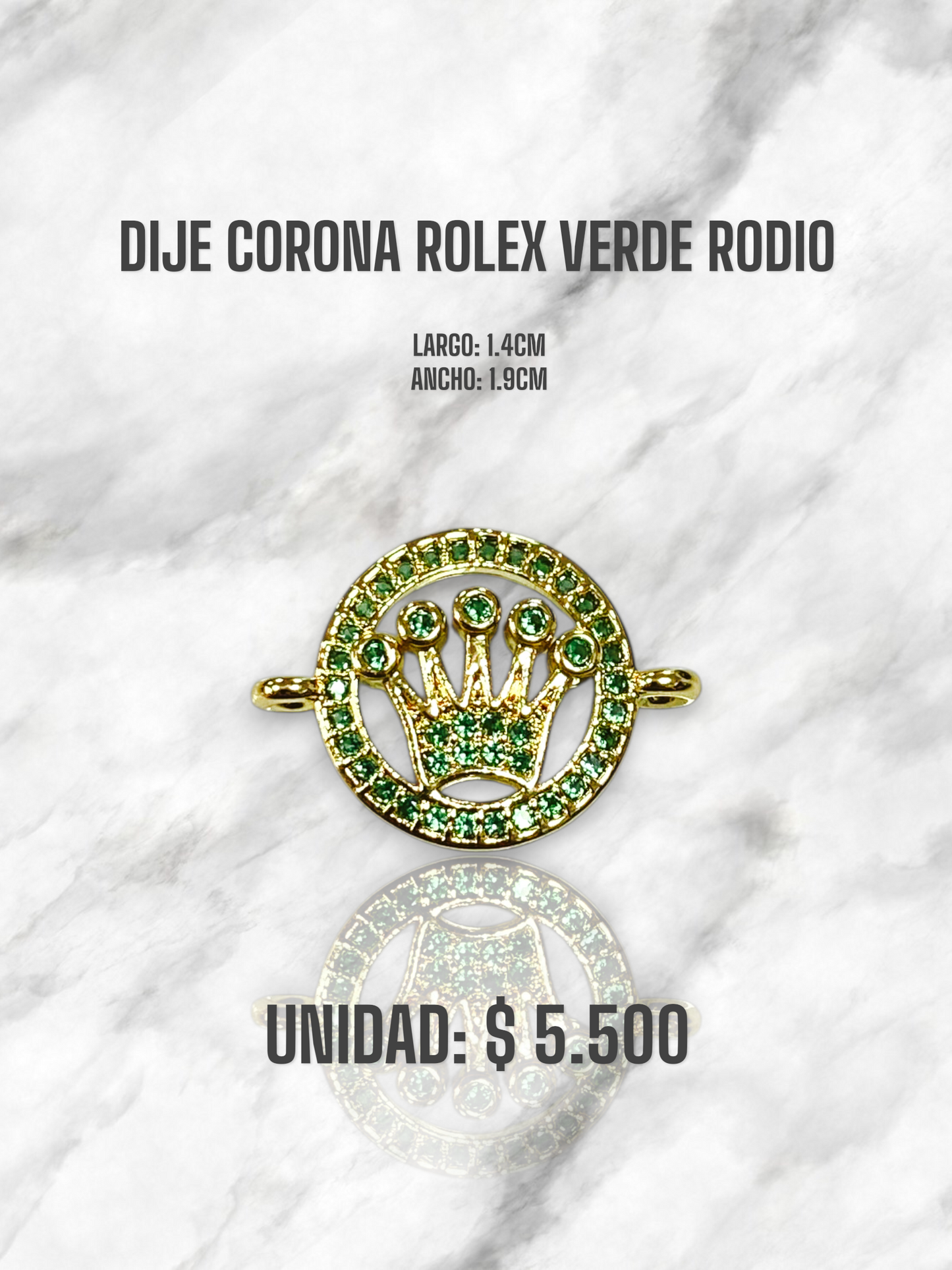 DIJE CORONA ROLEX VERDE RODIO