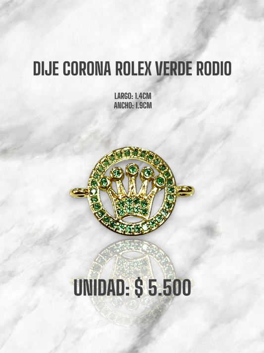 DIJE CORONA ROLEX VERDE RODIO