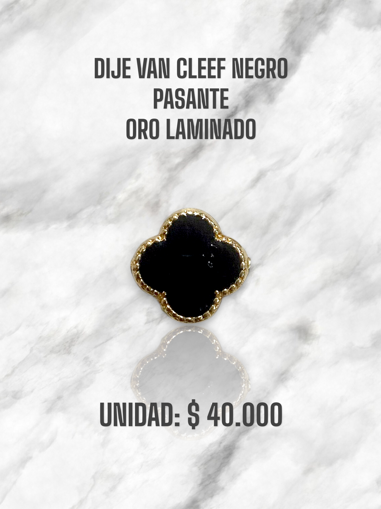 DIJE VAN CLEEF NEGRO PASANTE ORO LAMINADO