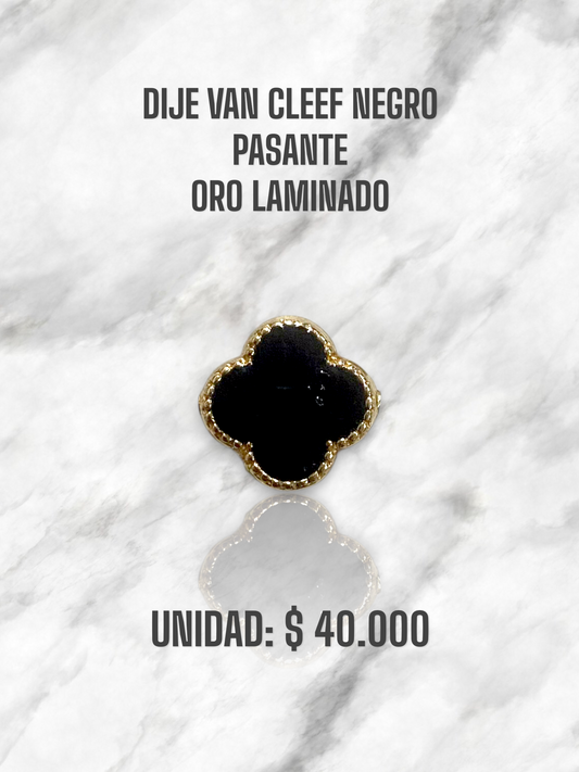DIJE VAN CLEEF NEGRO PASANTE ORO LAMINADO