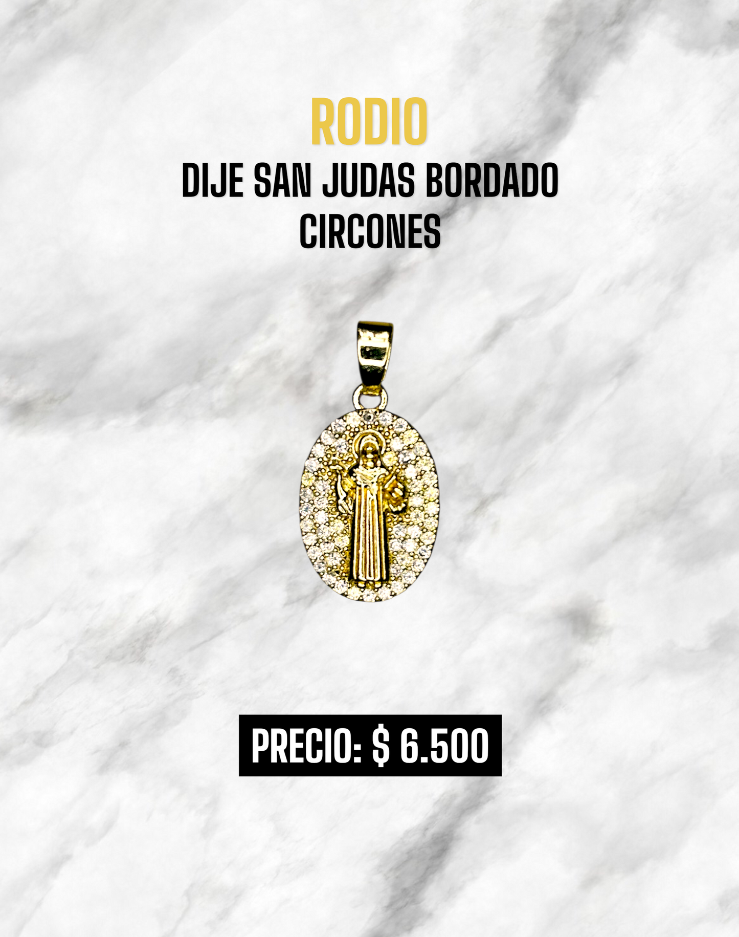 DIJE SAN JUDAS BORDADO CIRCONES RODIO