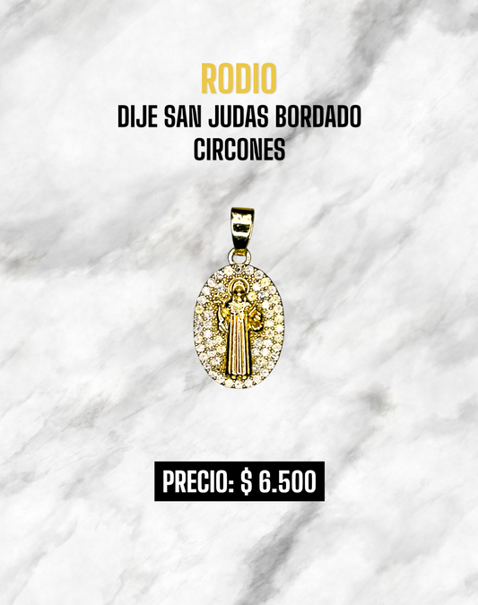 DIJE SAN JUDAS BORDADO CIRCONES RODIO