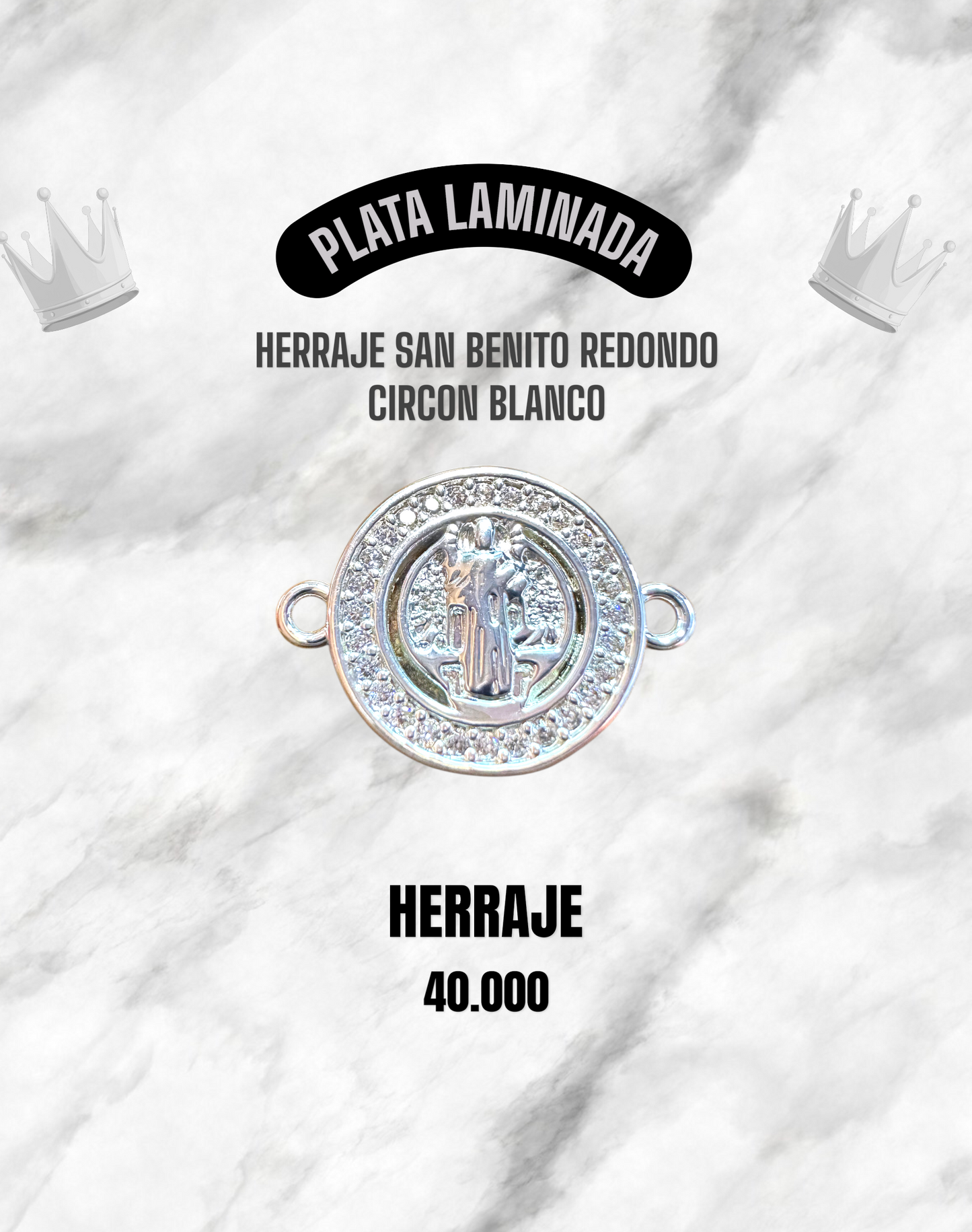 HERRAJE SAN BENITO REDONDO CIRCÓN BLANCO PLATA LAMINADA