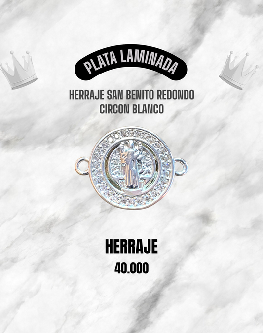 HERRAJE SAN BENITO REDONDO CIRCÓN BLANCO PLATA LAMINADA