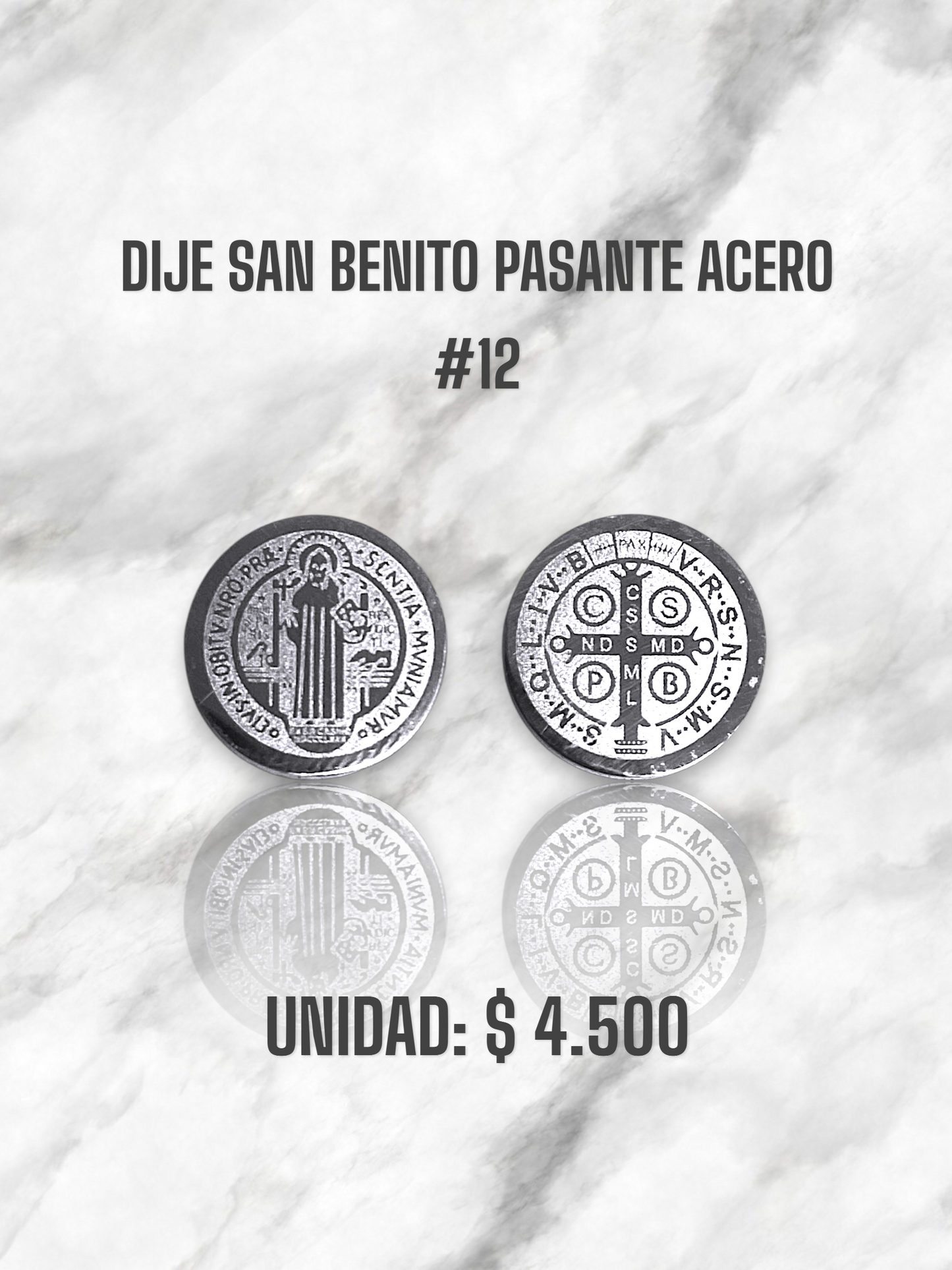 DIJE SAN BENITO PASANTE ACERO PLATEADO