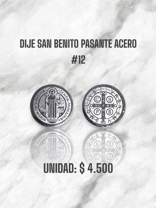 DIJE SAN BENITO PASANTE ACERO PLATEADO
