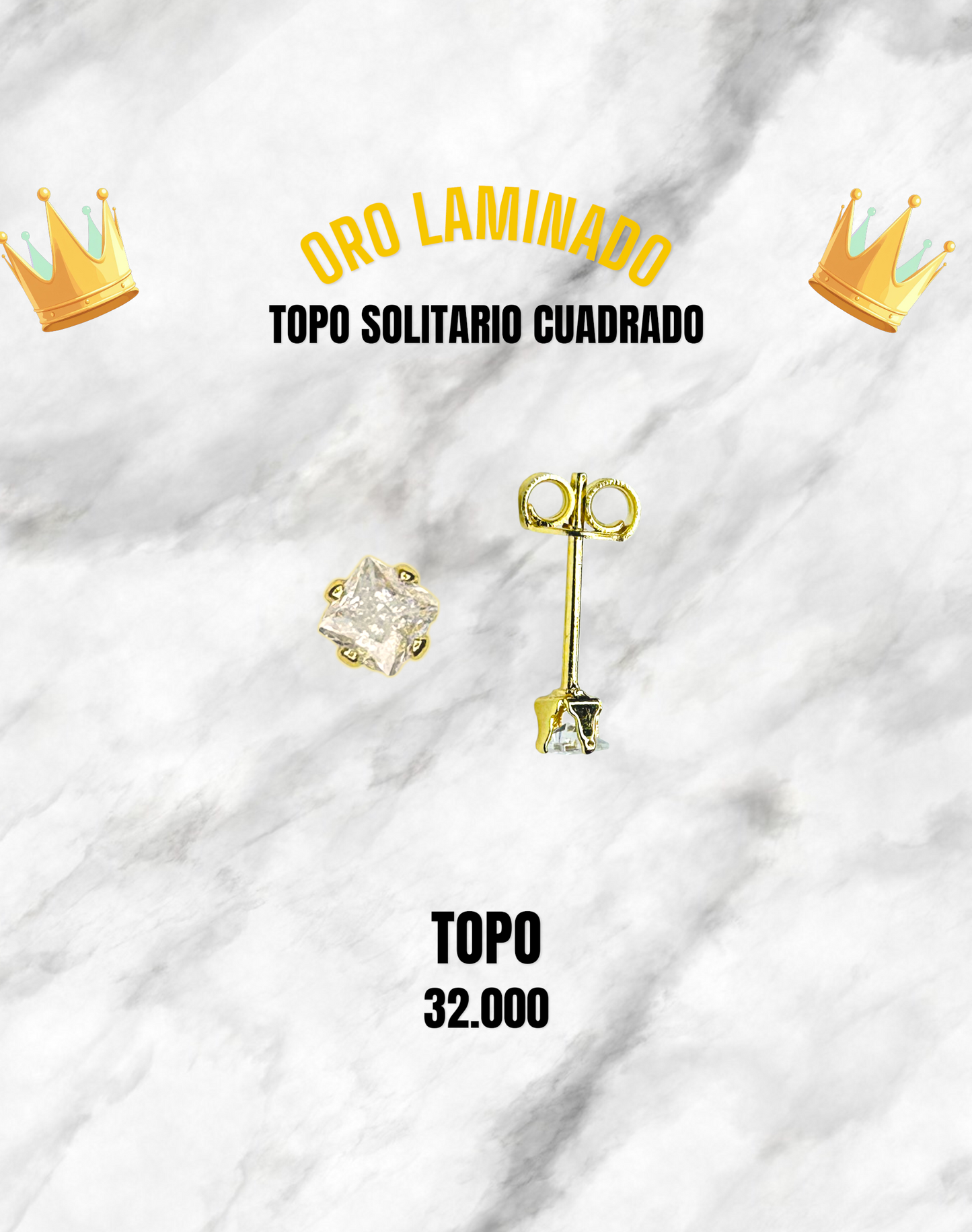 TOPO SOLITARIO CUADRADO ORO LAMINADO