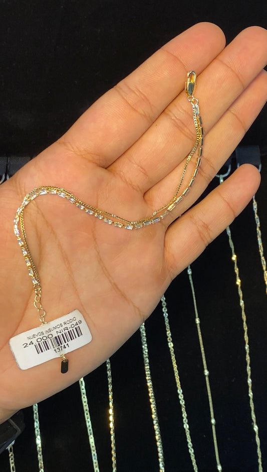 PULSERA PERLADA 20CM RODIO