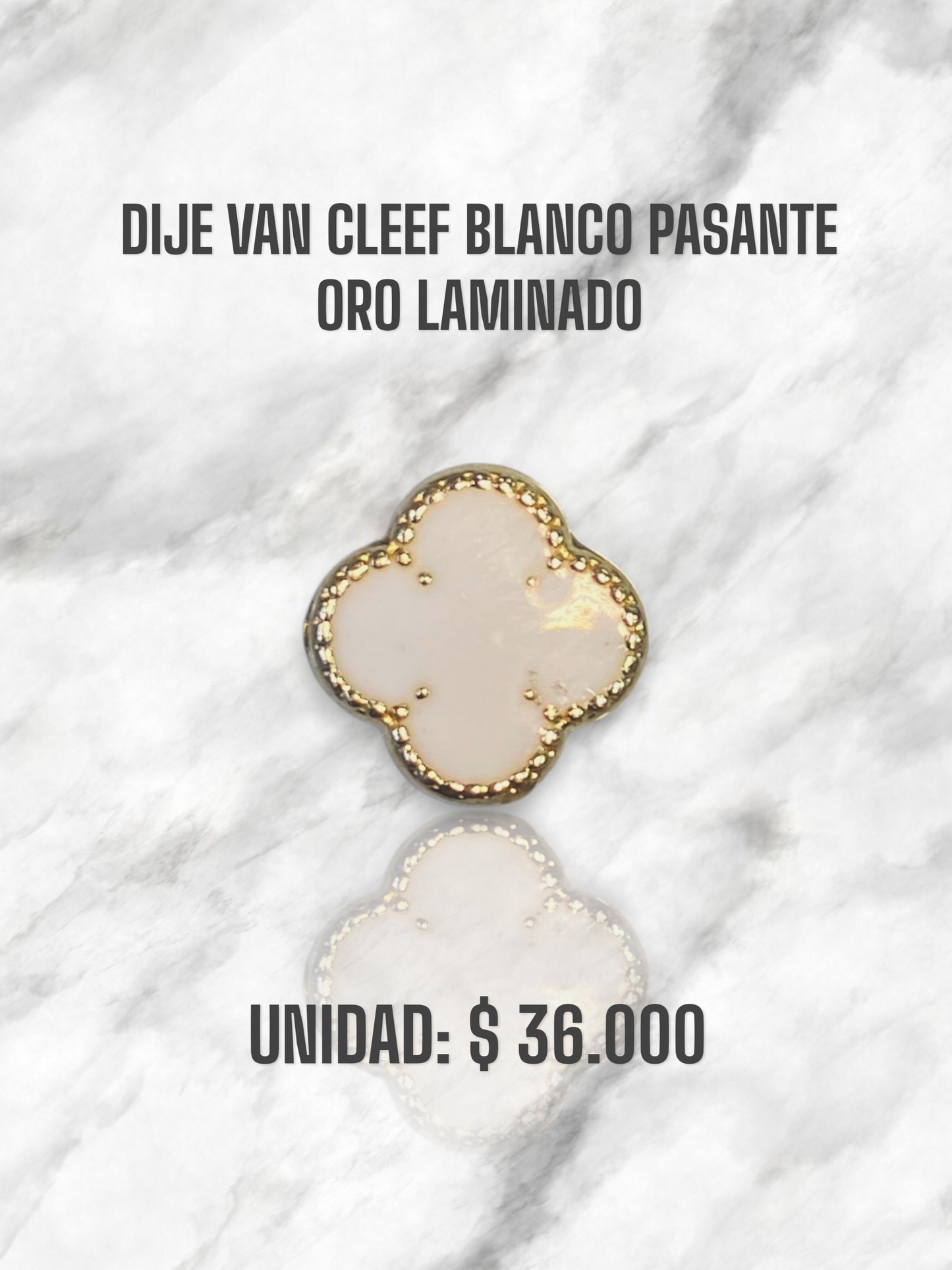 DIJE VAN CLEEF BLANCO PASANTE ORO LAMINADO