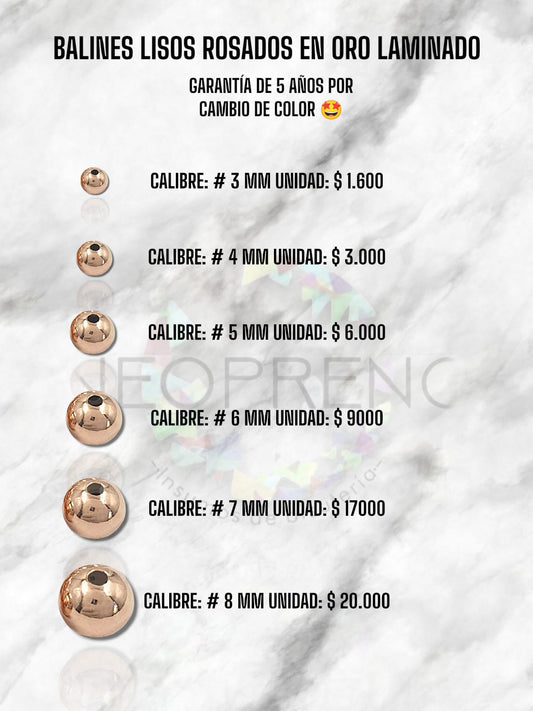 BALIN ROSADO ORO LAMINADO #7