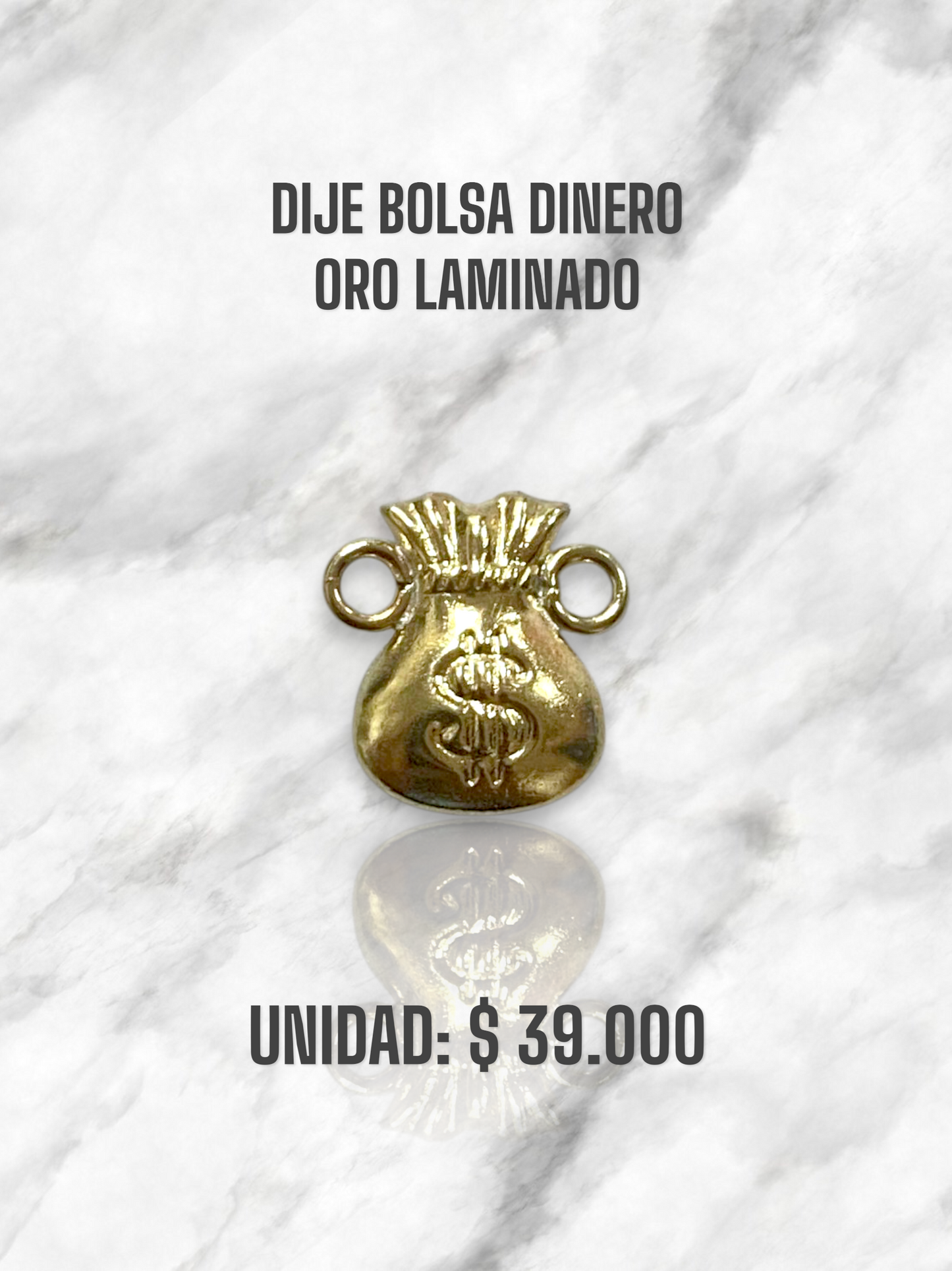 DIJE BOLSA DINERO PULSO ORO LAMINADO