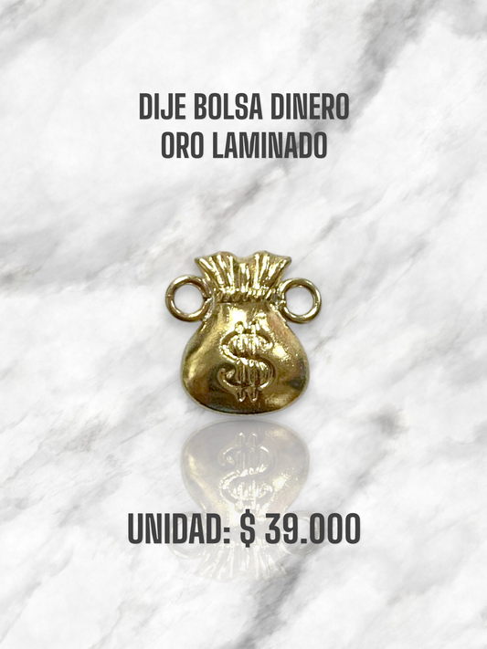 DIJE BOLSA DINERO PULSO ORO LAMINADO