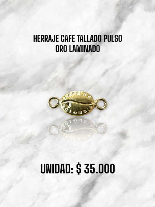 HERRAJE CAFÉ TALLADO PULSO ORO LAMINADO