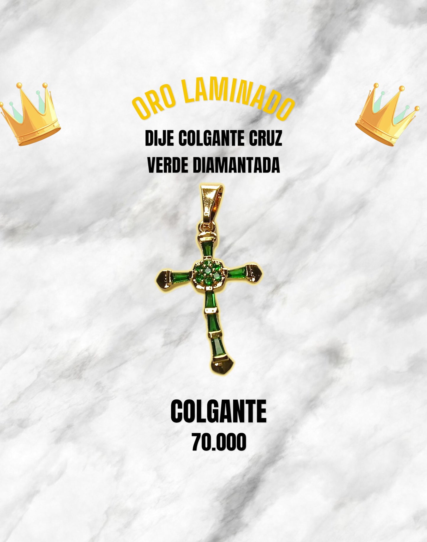 DIJE COLGANTE CRUZ VERDE DIAMANTADO