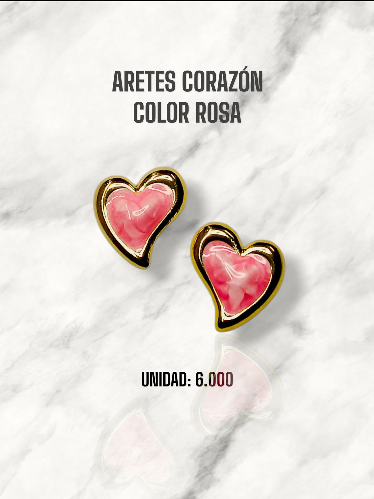 ARETES CORAZÓN COLOR ROSA